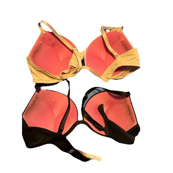 Used Victorias Secret Bra Size 36c Bundle Of 2 Black Beige Underwire For Women - Picture 2 of 6